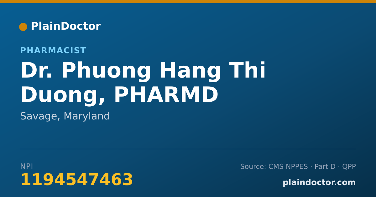 Shareable card for Phuong Hang Thi Duong, PHARMD - Pharmacist, Savage, MD