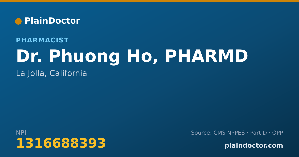 Shareable card for Phuong Ho, PHARMD - Pharmacist, La Jolla, CA