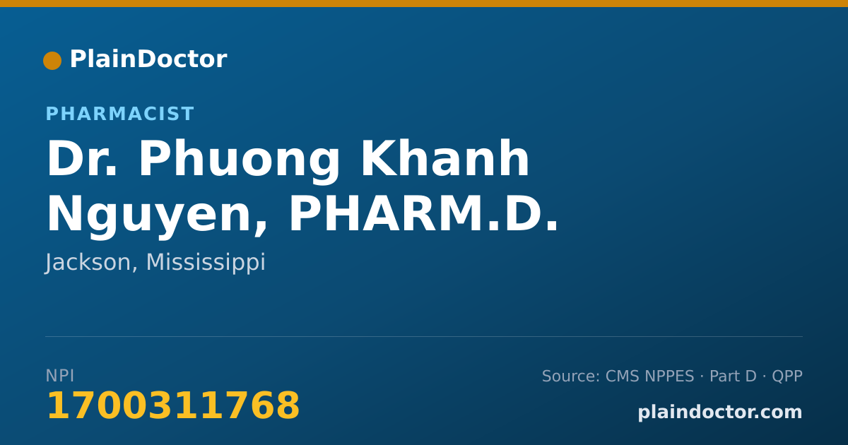 Shareable card for Phuong Khanh Nguyen, PHARM.D. - Pharmacist, Jackson, MS