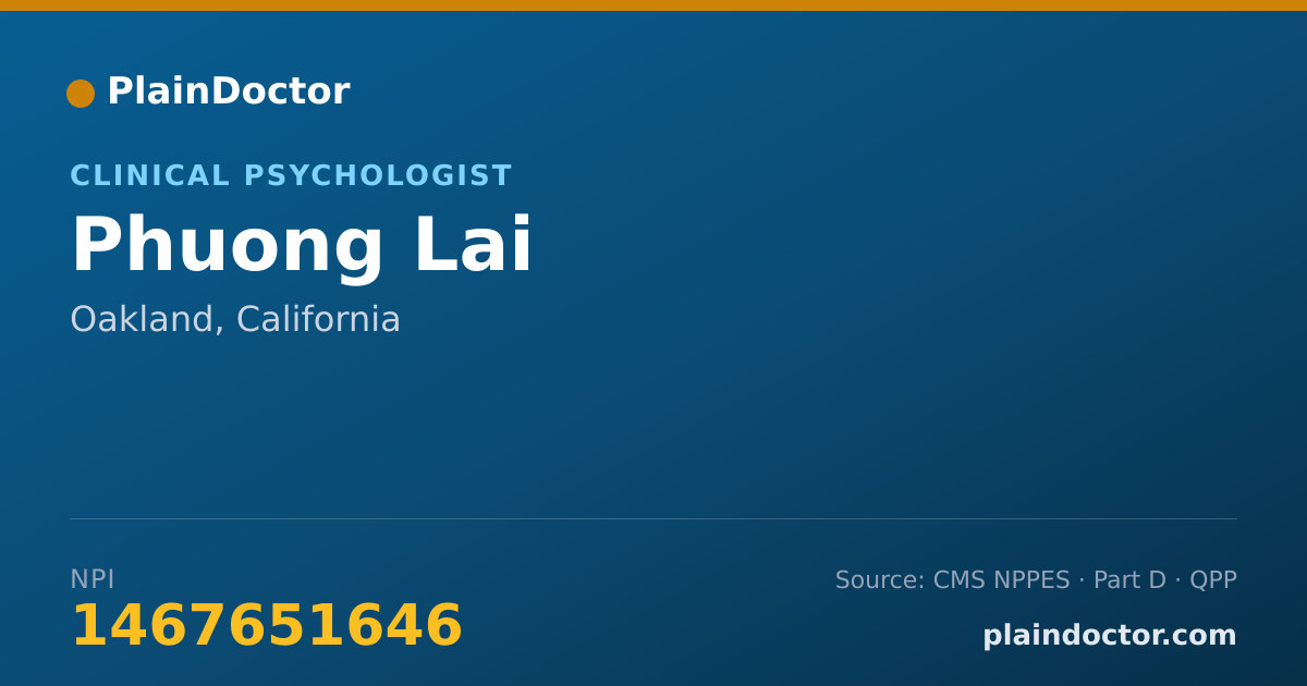 Shareable card for Phuong Lai - Clinical Psychologist, Oakland, CA