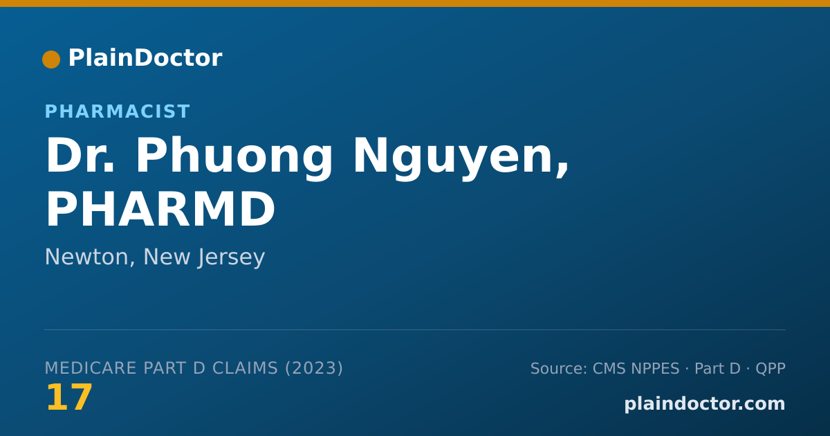 Shareable card for Phuong Nguyen, PHARMD - Pharmacist, Newton, NJ