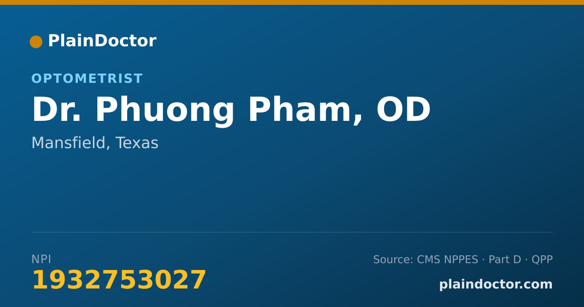 Shareable card for Phuong Pham, OD - Optometrist, Mansfield, TX