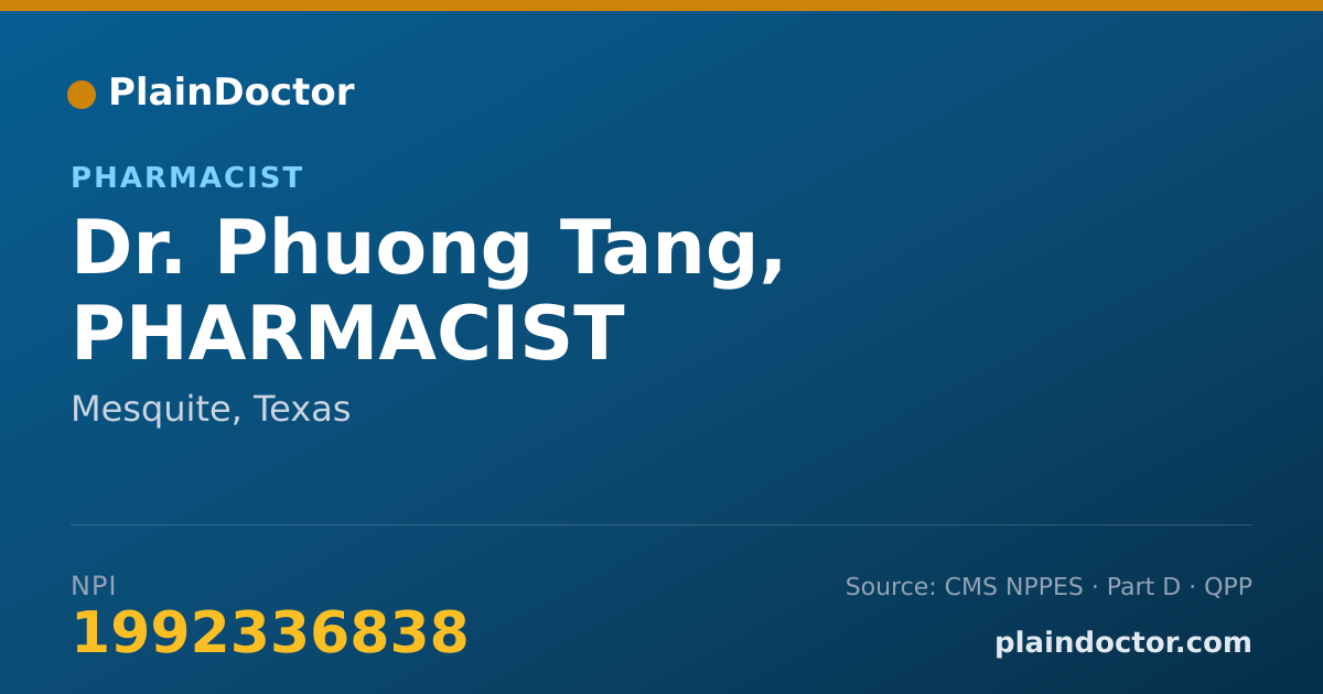 Shareable card for Phuong Tang, PHARMACIST - Pharmacist, Mesquite, TX