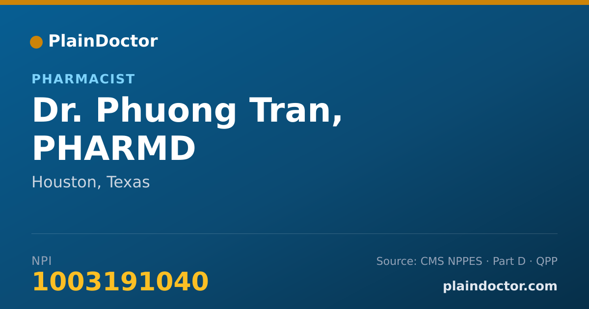 Shareable card for Phuong Tran, PHARMD - Pharmacist, Houston, TX