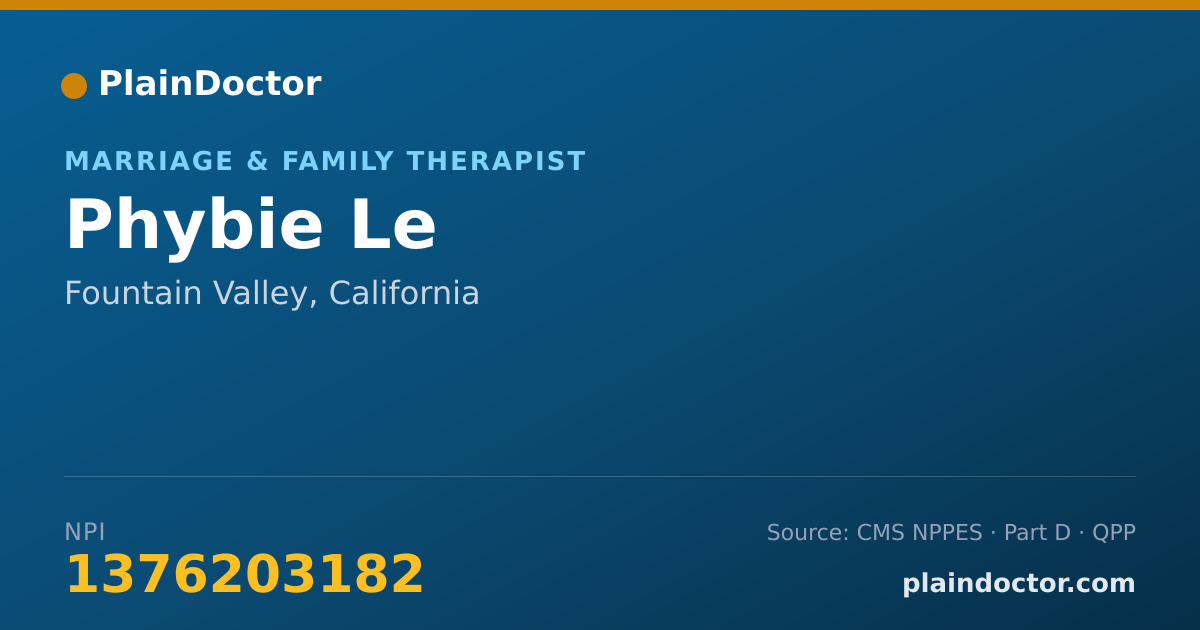 Shareable card for Phybie Le - Marriage & Family Therapist, Fountain Valley, CA