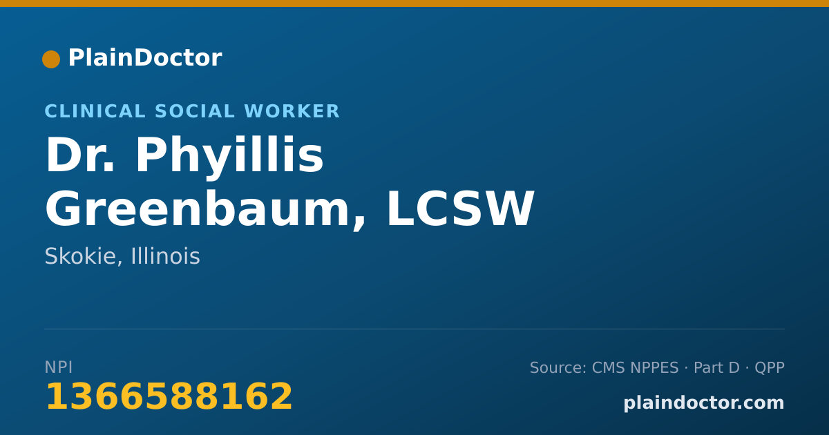 Shareable card for Phyillis Greenbaum, LCSW - Clinical Social Worker, Skokie, IL