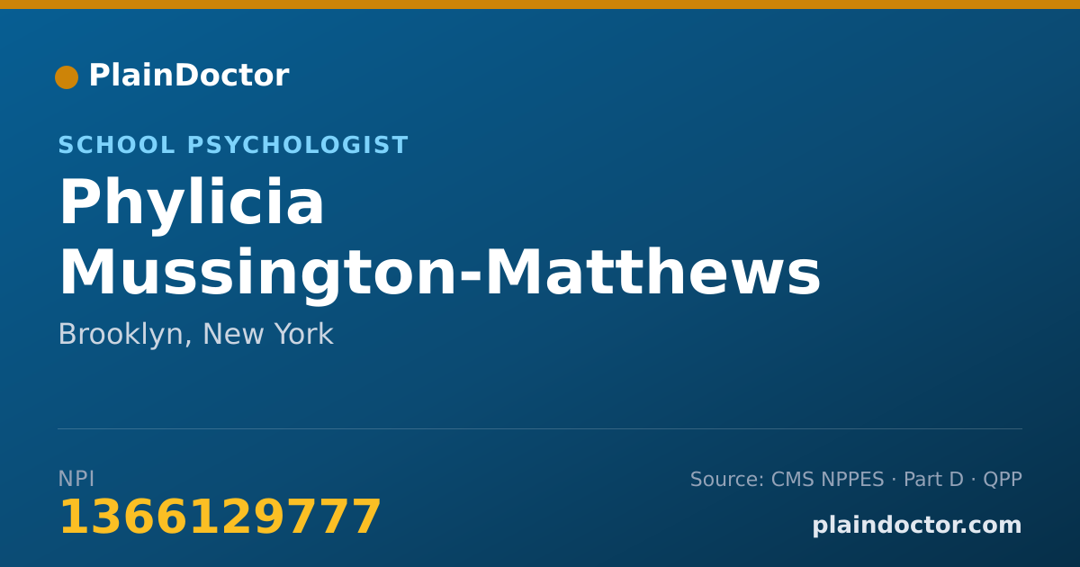 Shareable card for Phylicia Mussington-Matthews - School Psychologist, Brooklyn, NY