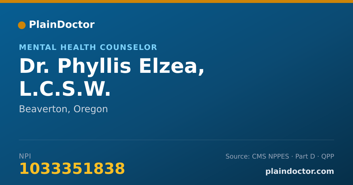 Shareable card for Phyllis Elzea, L.C.S.W. - Mental Health Counselor, Beaverton, OR
