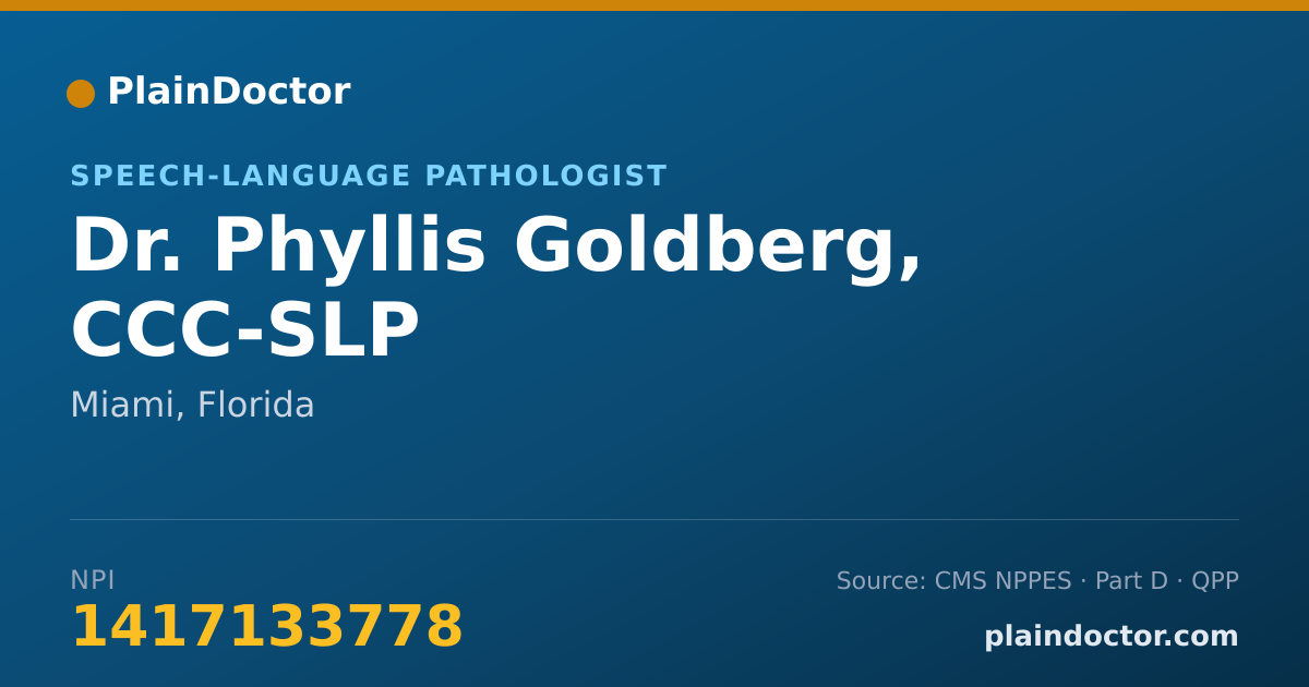 Shareable card for Phyllis Goldberg, CCC-SLP - Speech-Language Pathologist, Miami, FL
