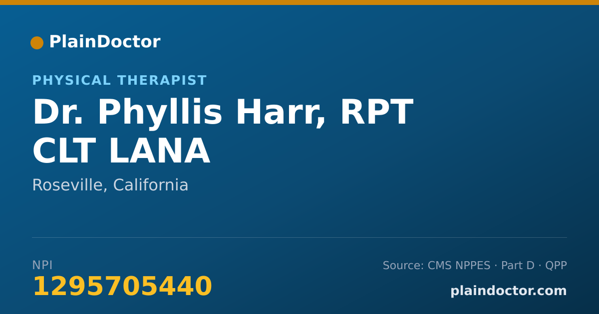 Shareable card for Phyllis Harr, RPT CLT LANA - Physical Therapist, Roseville, CA