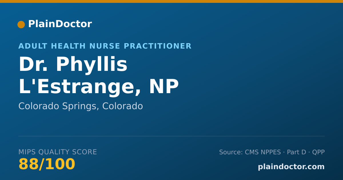 Shareable card for Phyllis L'Estrange, NP - Adult Health Nurse Practitioner, Colorado Springs, CO
