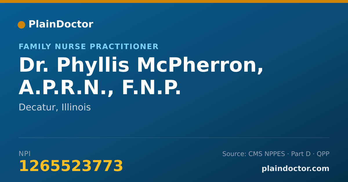 Shareable card for Phyllis McPherron, A.P.R.N., F.N.P. - Family Nurse Practitioner, Decatur, IL