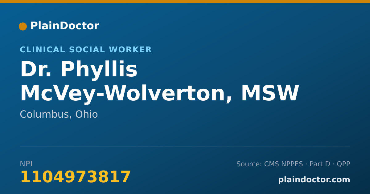 Shareable card for Phyllis McVey-Wolverton, MSW LISW - Clinical Social Worker, Columbus, OH