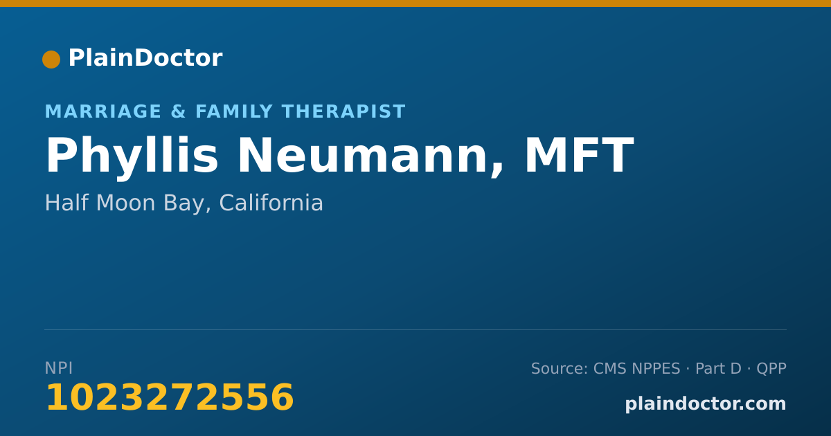 Shareable card for Phyllis Neumann, MFT - Marriage & Family Therapist, Half Moon Bay, CA