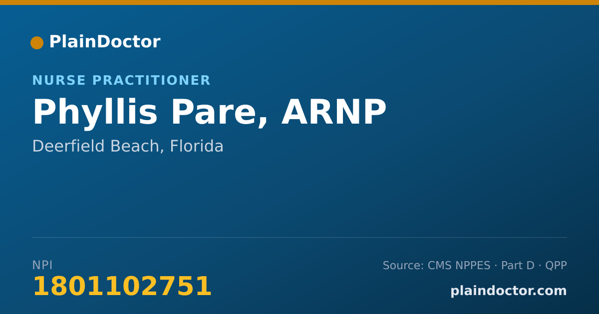 Shareable card for Phyllis Pare, ARNP - Nurse Practitioner, Deerfield Beach, FL