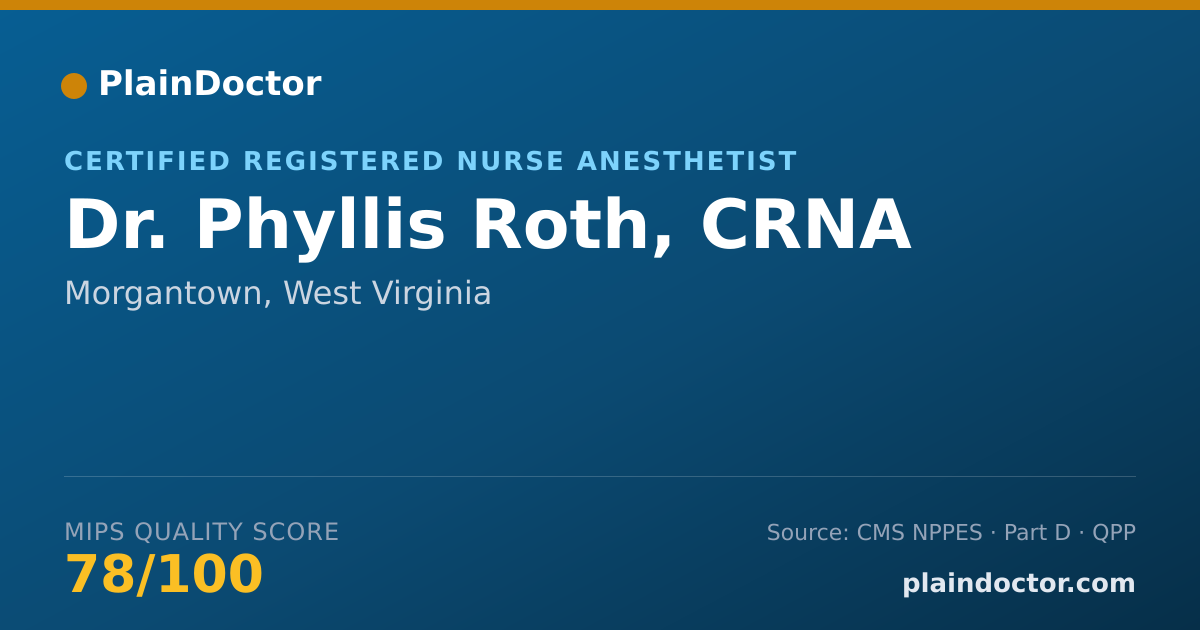 Shareable card for Phyllis Roth, CRNA - Certified Registered Nurse Anesthetist, Morgantown, WV