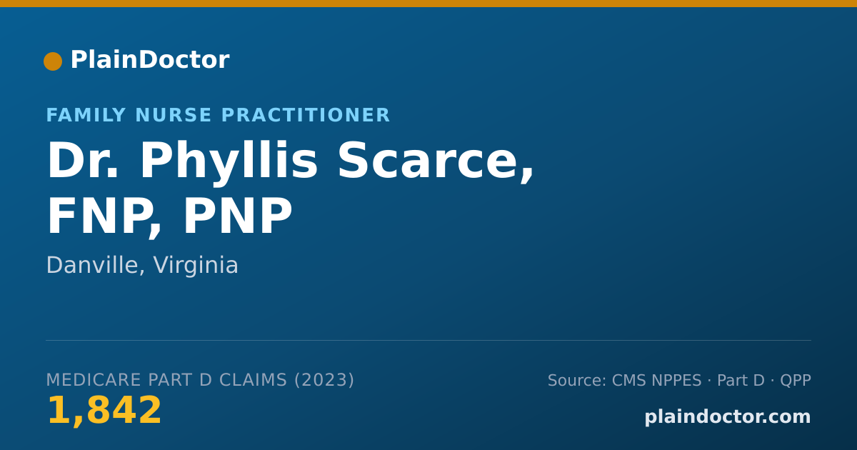 Shareable card for Phyllis Scarce, FNP, PNP - Family Nurse Practitioner, Danville, VA