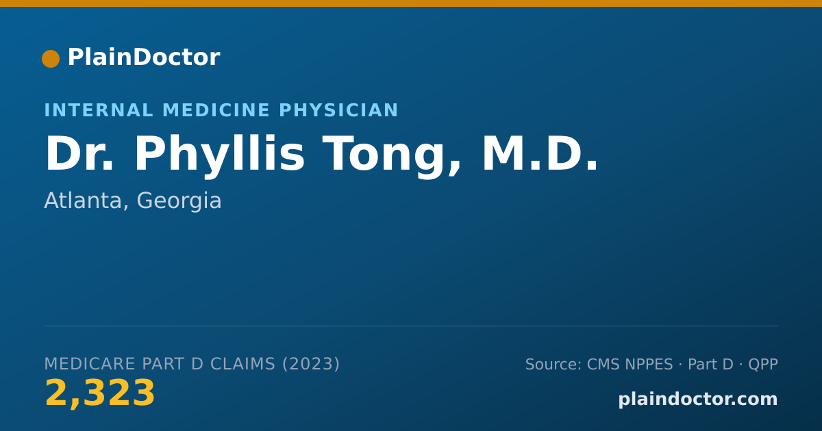 Shareable card for Phyllis Tong, M.D. - Internal Medicine Physician, Atlanta, GA