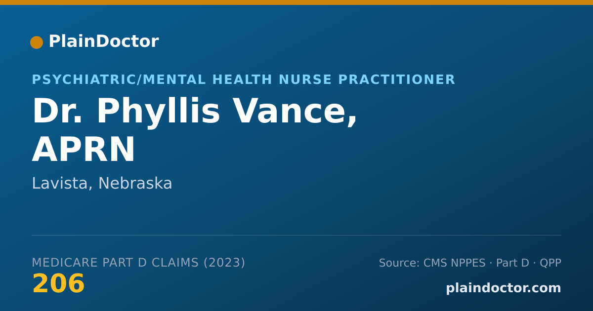 Shareable card for Phyllis Vance, APRN - Psychiatric/Mental Health Nurse Practitioner, Lavista, NE