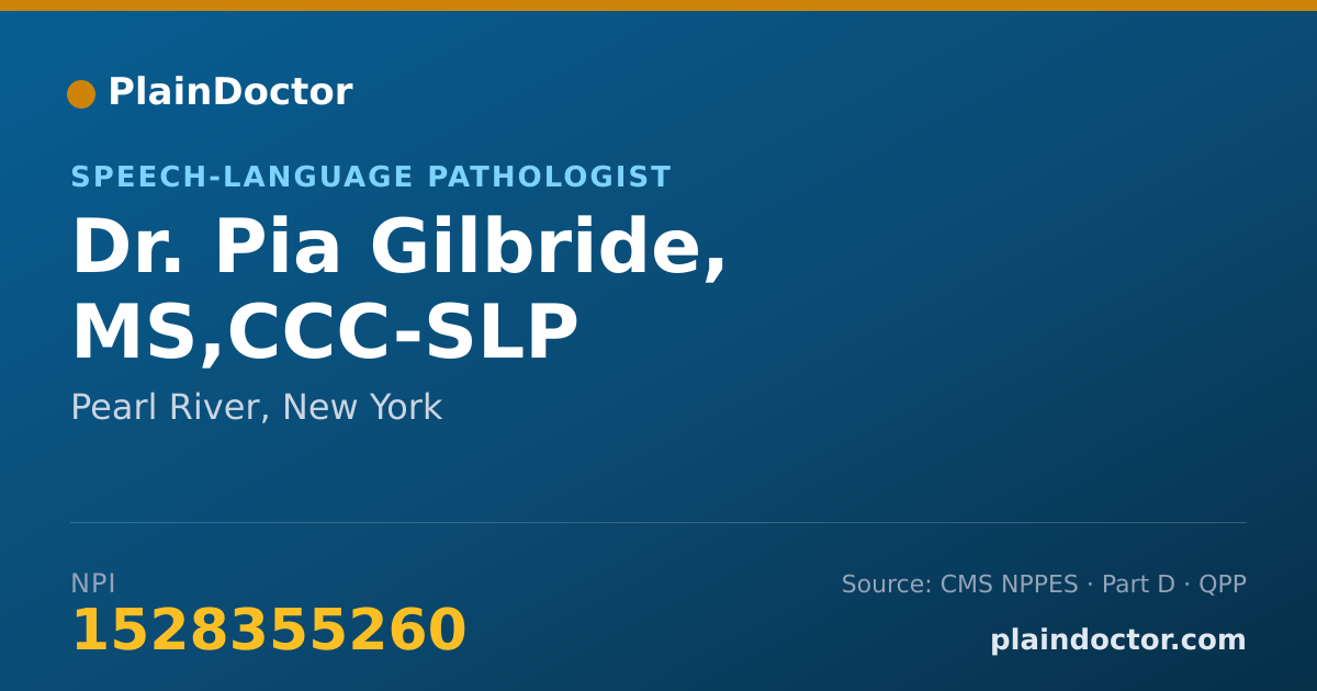 Shareable card for Pia Gilbride, MS,CCC-SLP - Speech-Language Pathologist, Pearl River, NY