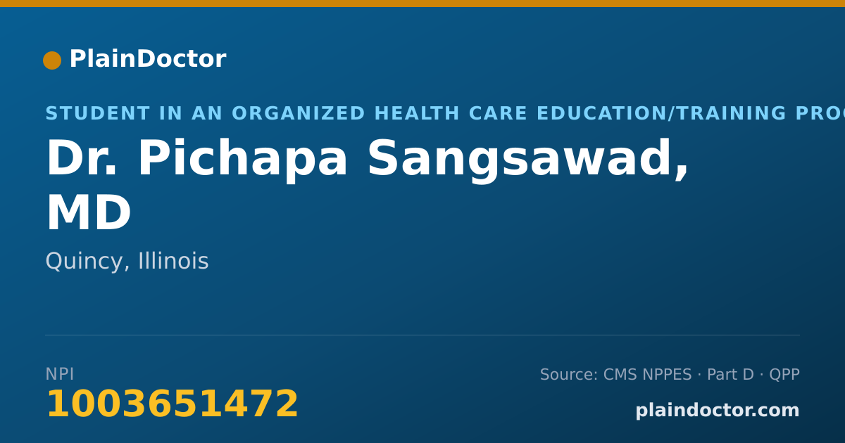 Shareable card for Pichapa Sangsawad, MD - Student in an Organized Health Care Education/Training Program, Quincy, IL