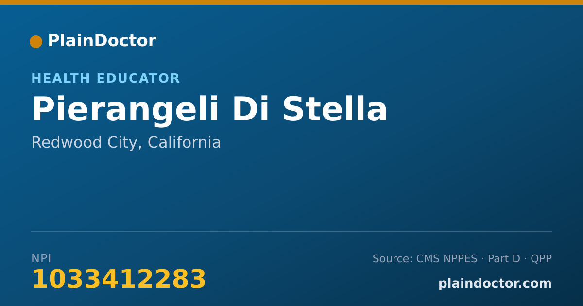Shareable card for Pierangeli Di Stella - Health Educator, Redwood City, CA