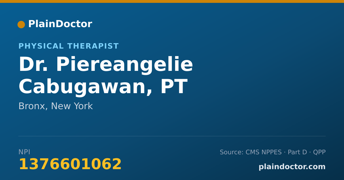 Shareable card for Piereangelie Cabugawan, PT - Physical Therapist, Bronx, NY