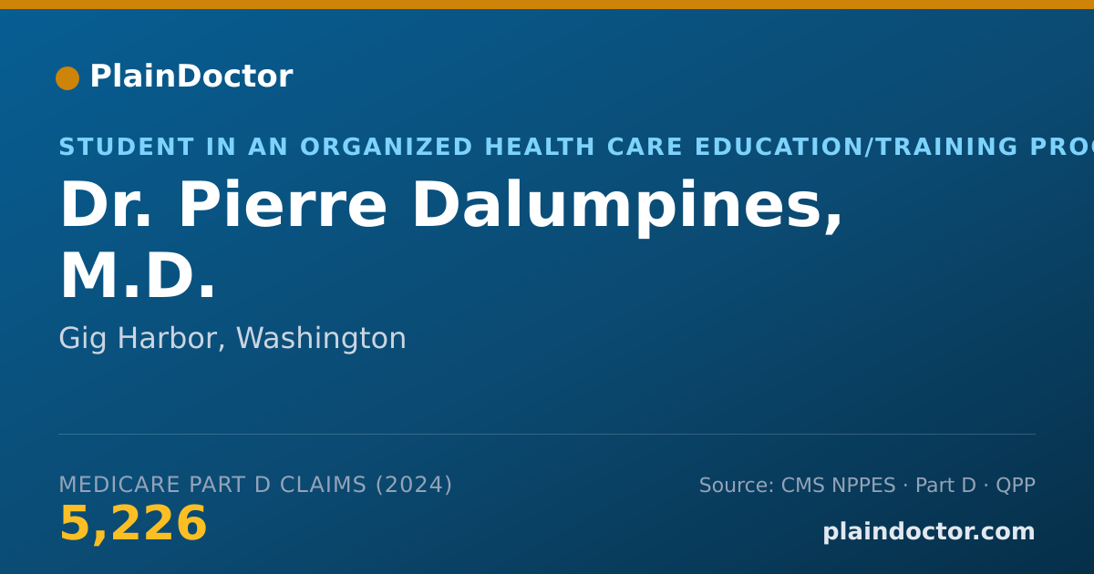 Shareable card for Pierre Dalumpines, M.D. - Student in an Organized Health Care Education/Training Program, Gig Harbor, WA