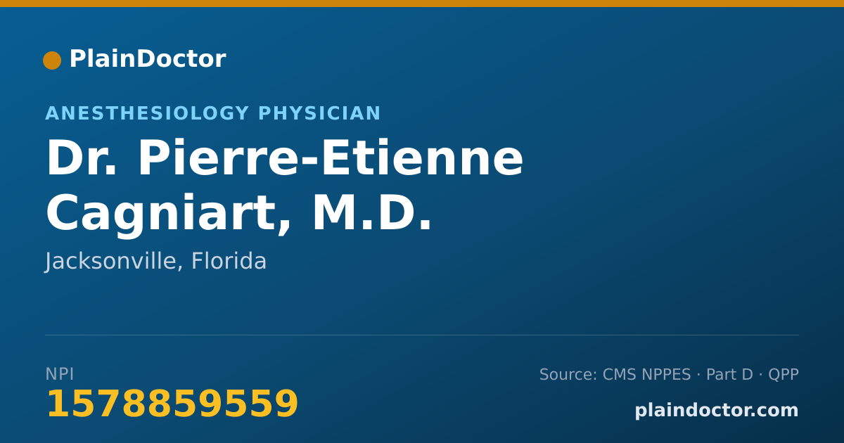 Shareable card for Pierre-Etienne Cagniart, M.D. - Anesthesiology Physician, Jacksonville, FL