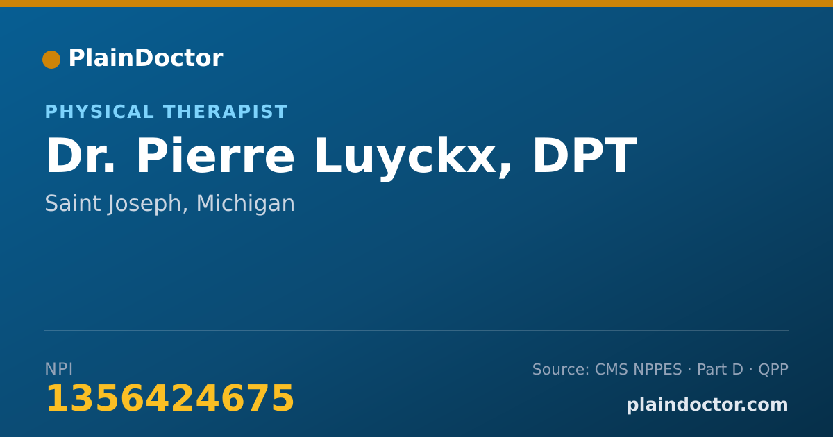 Shareable card for Pierre Luyckx, DPT - Physical Therapist, Saint Joseph, MI