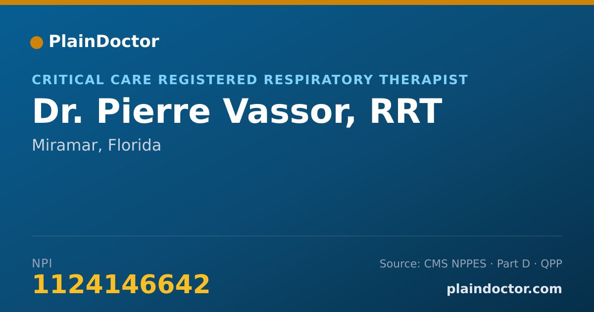 Shareable card for Pierre Vassor, RRT - Critical Care Registered Respiratory Therapist, Miramar, FL
