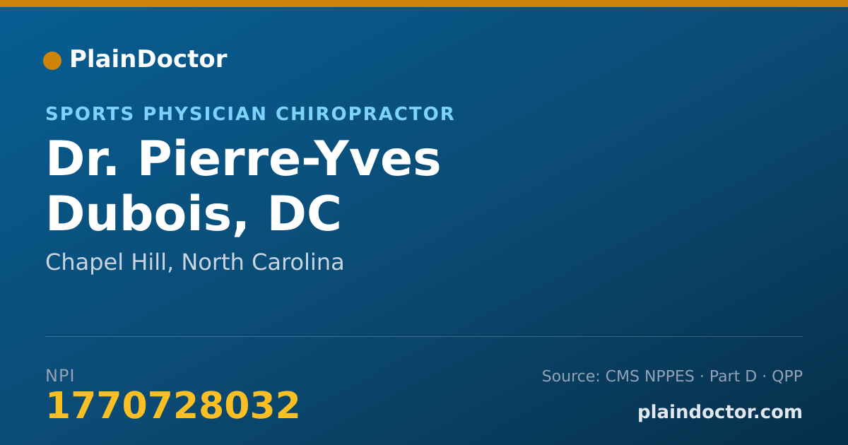 Shareable card for Pierre-Yves Dubois, DC - Sports Physician Chiropractor, Chapel Hill, NC
