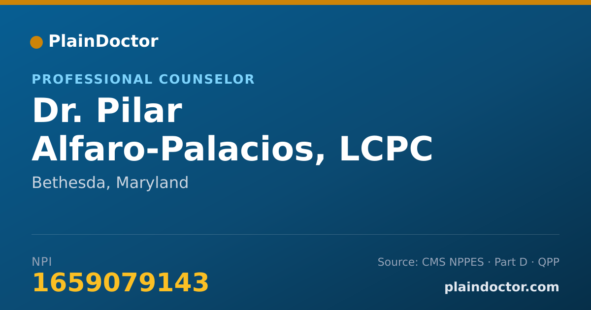 Shareable card for Pilar Alfaro-Palacios, LCPC - Professional Counselor, Bethesda, MD