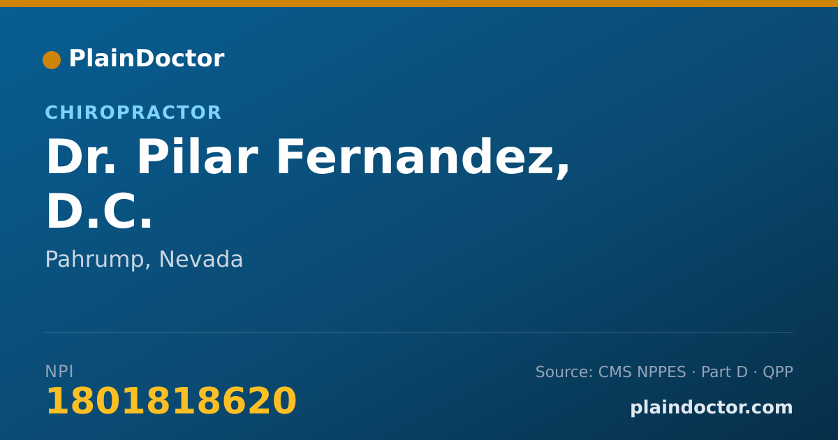 Shareable card for Pilar Fernandez, D.C. - Chiropractor, Pahrump, NV
