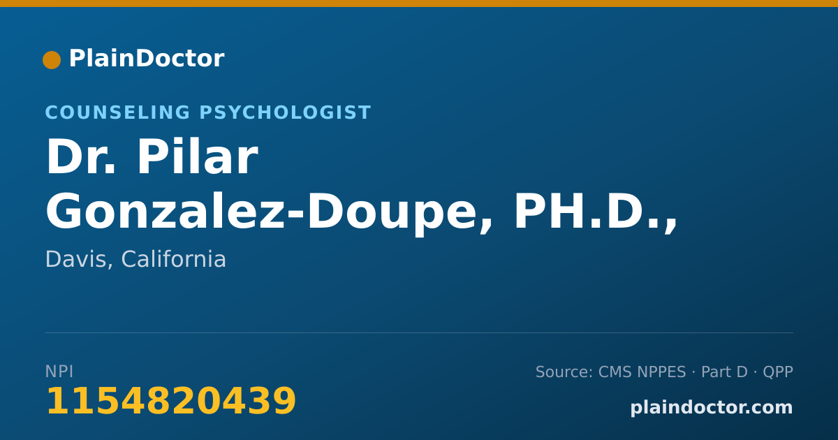 Shareable card for Pilar Gonzalez-Doupe, PH.D., M.SC. - Counseling Psychologist, Davis, CA