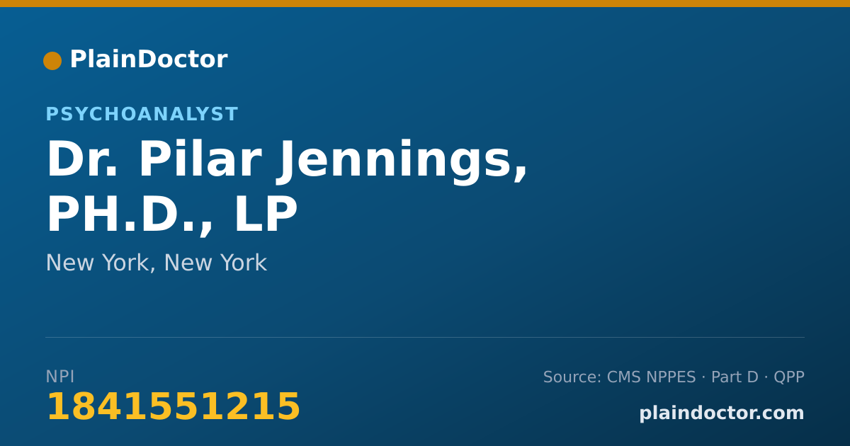 Shareable card for Pilar Jennings, PH.D., LP - Psychoanalyst, New York, NY