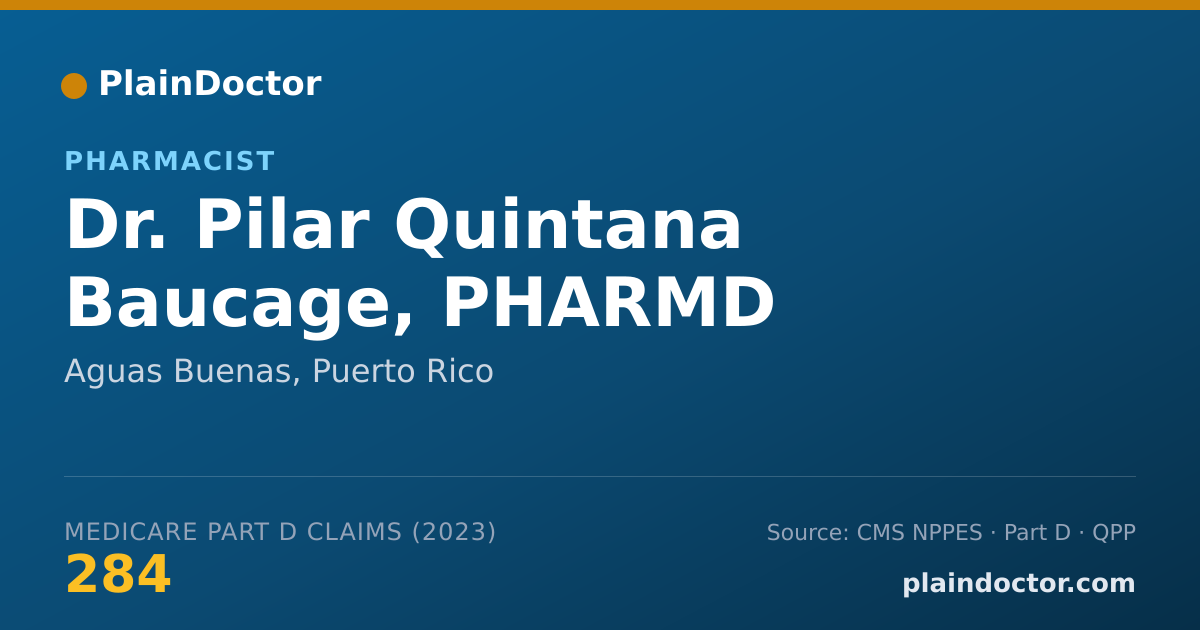 Shareable card for Pilar Quintana Baucage, PHARMD - Pharmacist, Aguas Buenas, PR