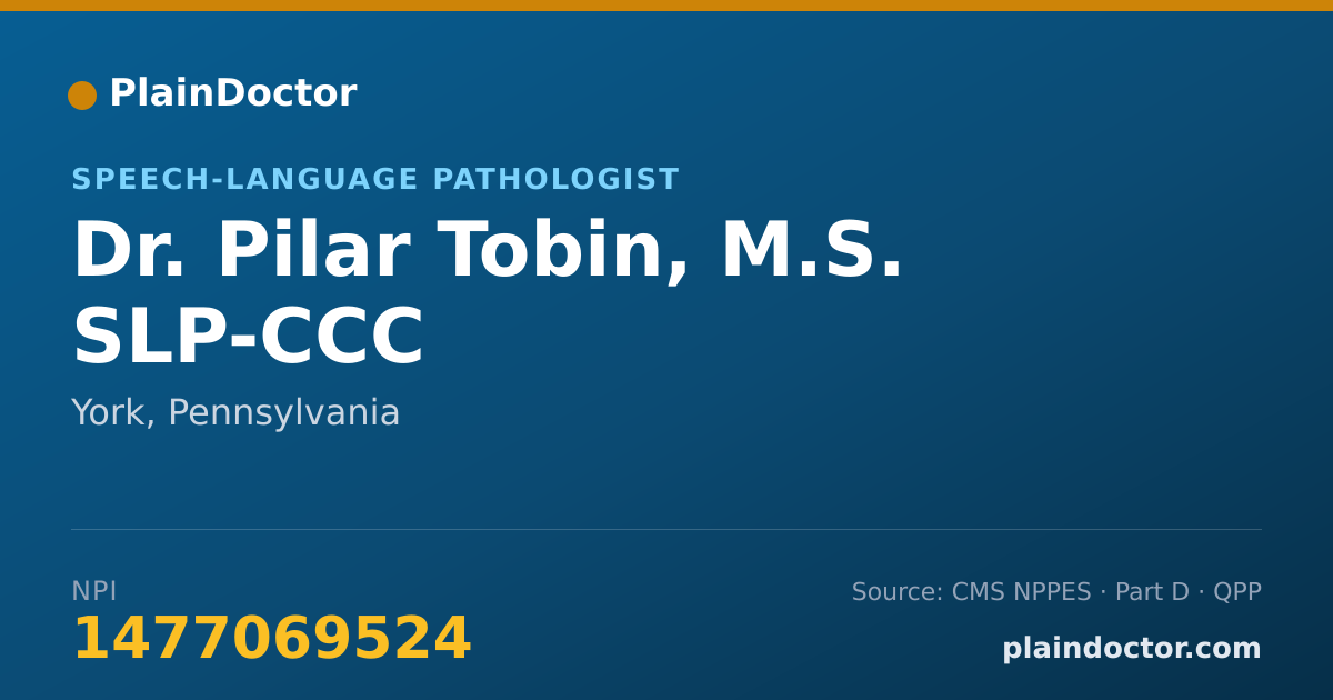 Shareable card for Pilar Tobin, M.S. SLP-CCC - Speech-Language Pathologist, York, PA