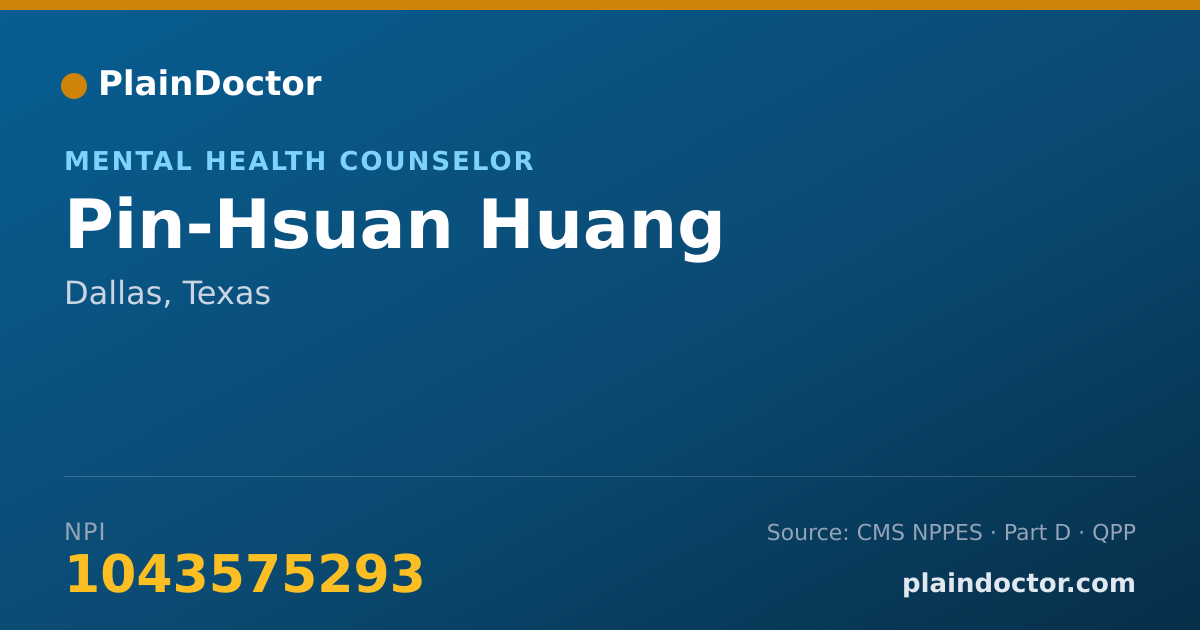 Shareable card for Pin-Hsuan Huang - Mental Health Counselor, Dallas, TX