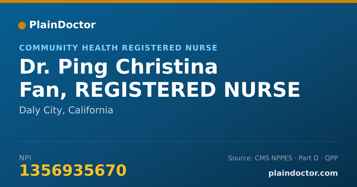 Shareable card for Ping Christina Fan, REGISTERED NURSE - Community Health Registered Nurse, Daly City, CA