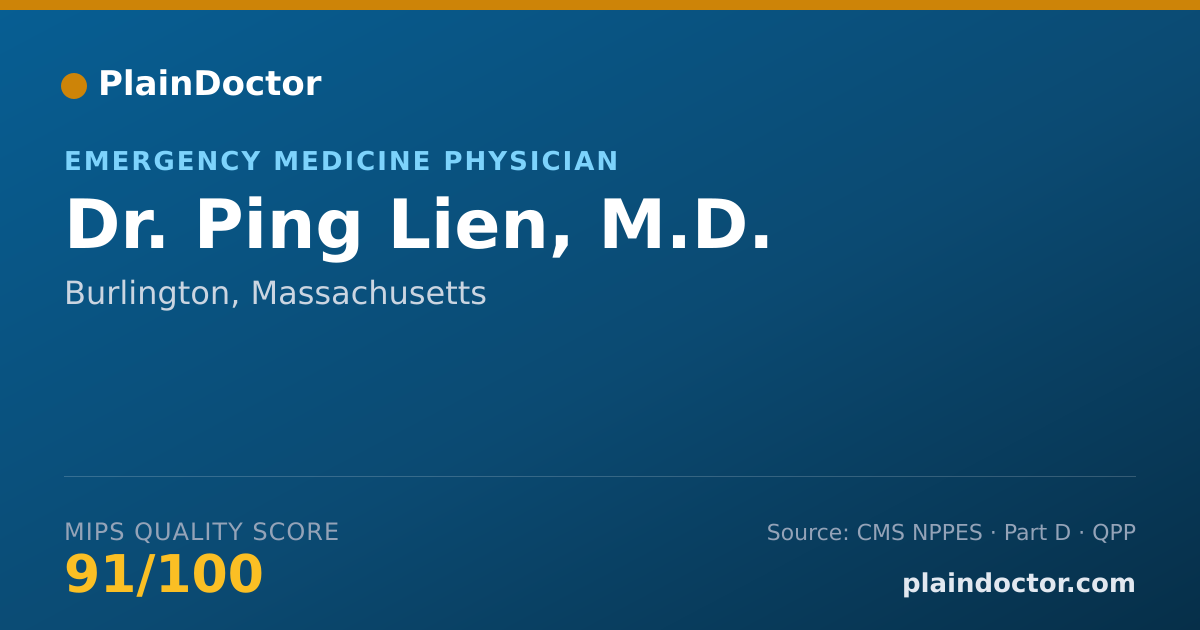 Shareable card for Ping Lien, M.D. - Emergency Medicine Physician, Burlington, MA