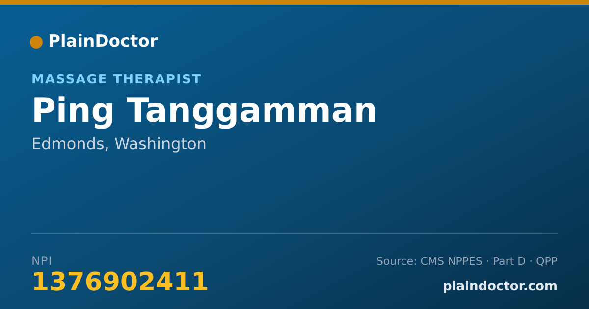 Shareable card for Ping Tanggamman - Massage Therapist, Edmonds, WA