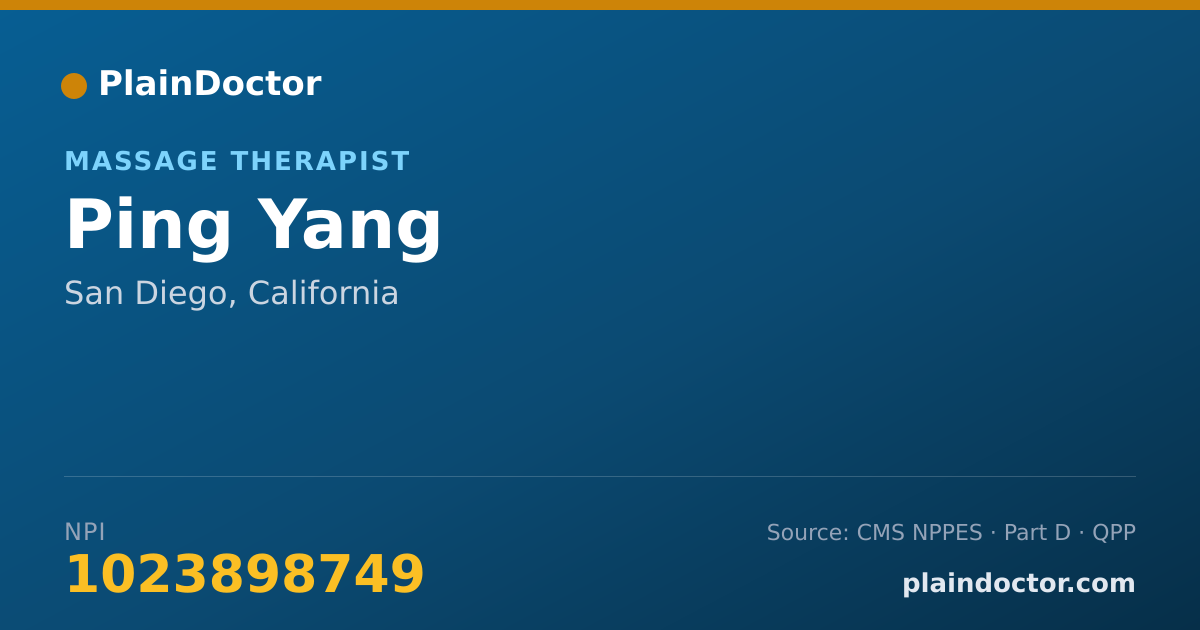 Shareable card for Ping Yang - Massage Therapist, San Diego, CA
