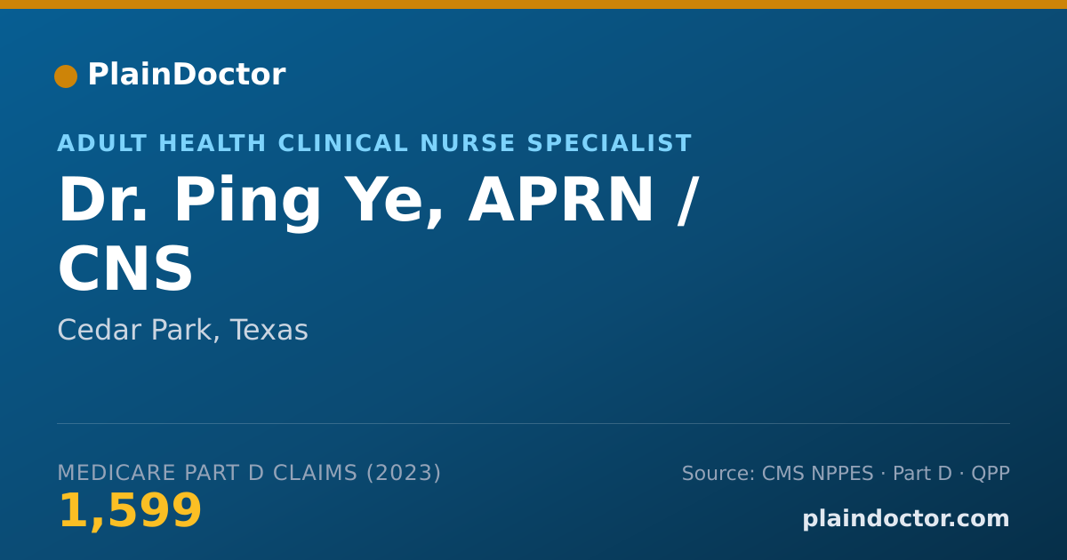 Shareable card for Ping Ye, APRN / CNS - Adult Health Clinical Nurse Specialist, Cedar Park, TX