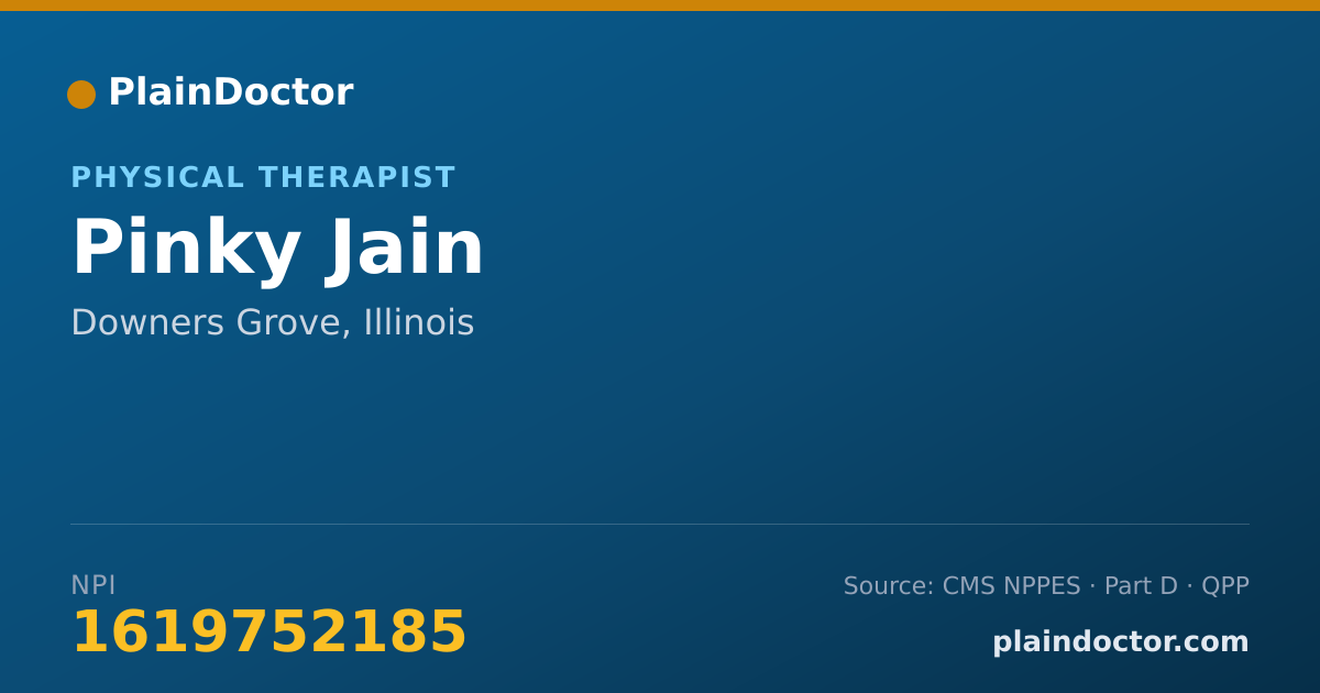 Shareable card for Pinky Jain - Physical Therapist, Downers Grove, IL
