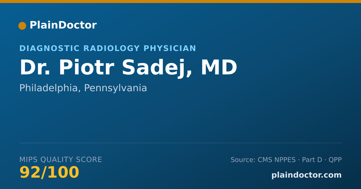 Shareable card for Piotr Sadej, MD - Diagnostic Radiology Physician, Philadelphia, PA