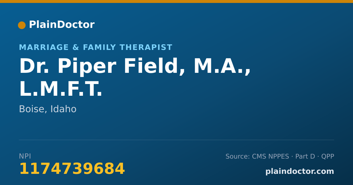 Shareable card for Piper Field, M.A., L.M.F.T. - Marriage & Family Therapist, Boise, ID
