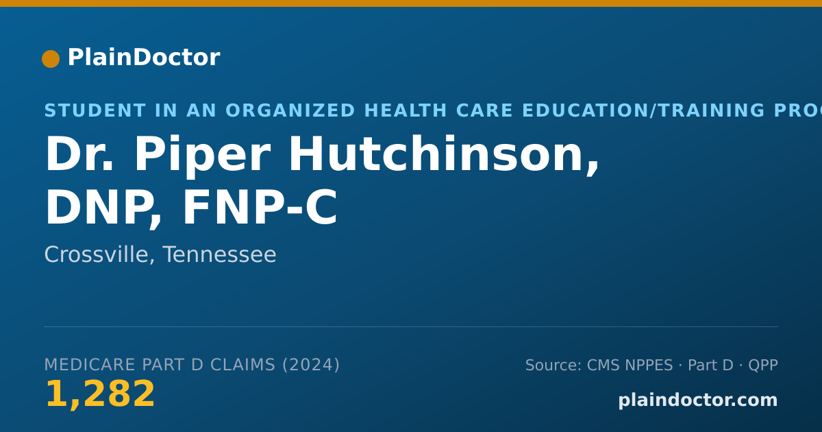 Shareable card for Piper Hutchinson, DNP, FNP-C - Student in an Organized Health Care Education/Training Program, Crossville, TN