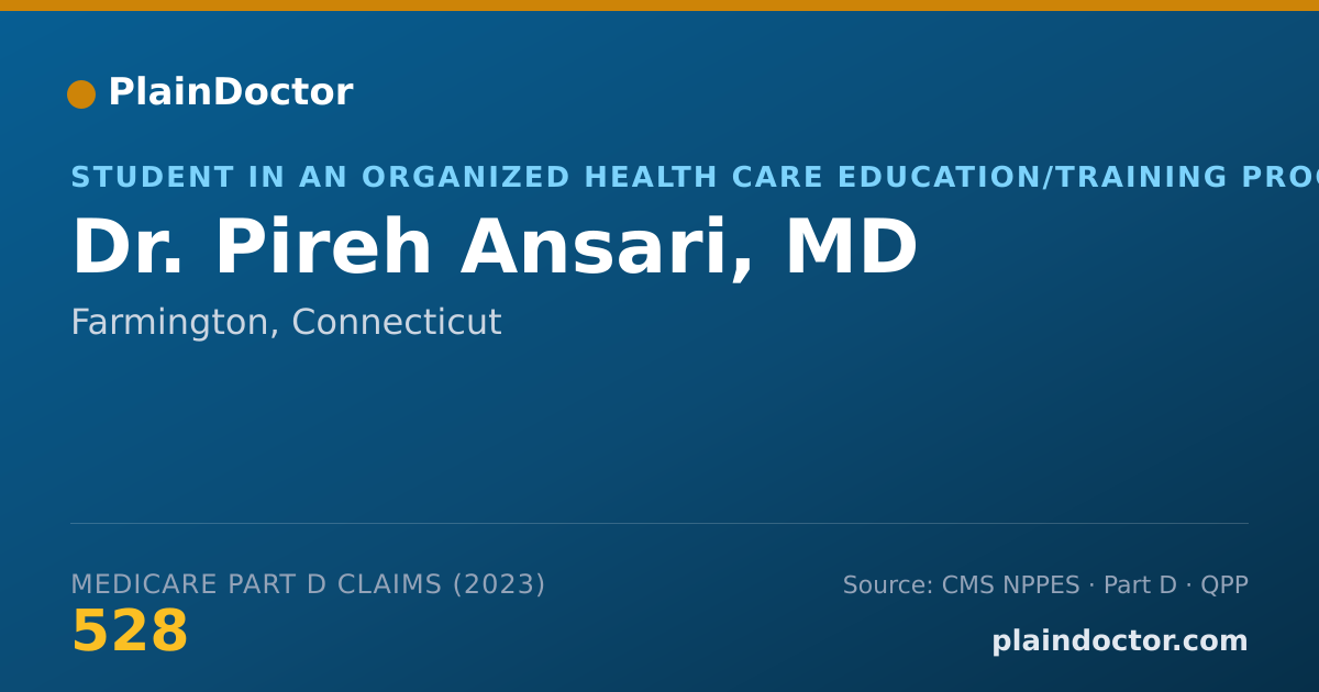 Shareable card for Pireh Ansari, MD - Student in an Organized Health Care Education/Training Program, Farmington, CT