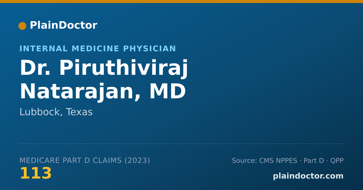 Shareable card for Piruthiviraj Natarajan, MD - Internal Medicine Physician, Lubbock, TX